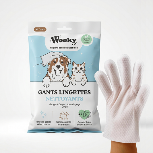Gants lingettes nettoyants pour chien & chat