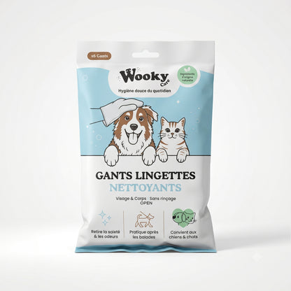 Gants lingettes nettoyants pour chien & chat