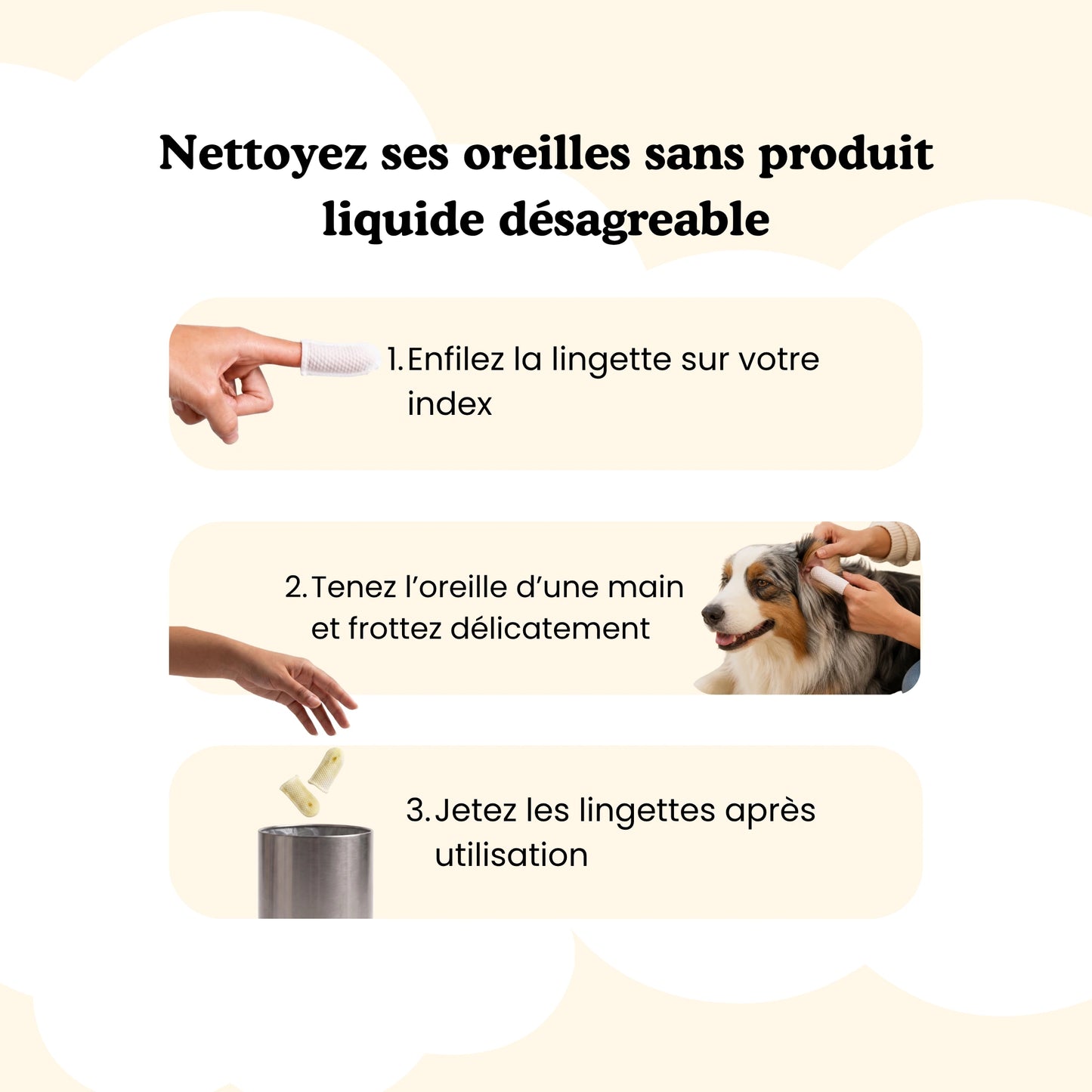 Lingettes oreilles pour chien & chat